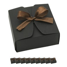 Donna&deco 心形鏤空正方形盒子 中 10p + 緞帶 10p, 黑色, 1套