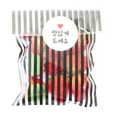 Hwangssinaedosirak 愛心袋 黑色 64入 + 白色圓形 請慢用 貼紙 64入, 1套