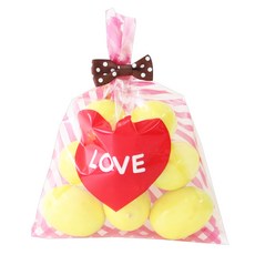 Hwangssinaedosirak 愛心包裝袋 粉紅色 20入 + 迷你蝴蝶結綁帶 棕色 20入, 1套