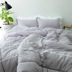SCOHOME 簡約荷葉邊60支亞麻柔棉薄被+枕套組