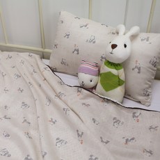 BED&DECO 印花棉質紗毯 90*115cm, Panda Peach