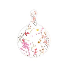 ROEM DESIGN 雙面圓形上菜砧板 浪漫胭脂紅floral, 粉紅玫瑰藤蔓, 1個