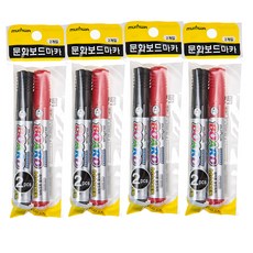 문화 보드마카 2p 세트, 흑색 + 적색, 4개