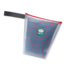 姓名標籤長款透明防水掛繩收納袋, 深紅色 藍色