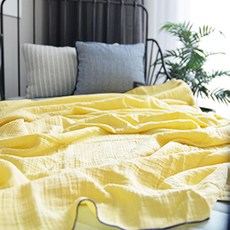 파라다이스홈 이중 거즈 베이비 이불 & 블랭킷 140 x 150 cm, 옐로우