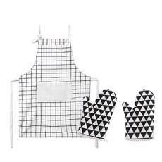 인블룸 베이직 앞치마 + 패브릭 키친장갑 패턴블랙 2p, 화이트, 1세트