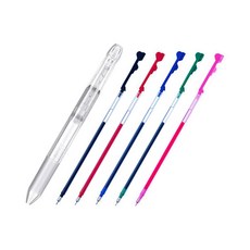 PILOT 百樂 Hi-Tech C Colletto 5 色筆芯筆芯套組 0.4 毫米, 支架（透明）、筆芯（黑色、紅色、藍色、綠色、粉色）, 1套