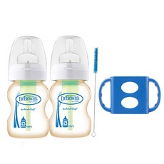 닥터브라운 와이드넥 옵션스 PESU젖병 150ml x 2p + 실리콘 홀더, 1개, 블루