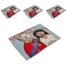 韓國 BK Sweet Living 動物明星家族亞麻餐墊 4入, 19, 42 x 32 cm, 4個