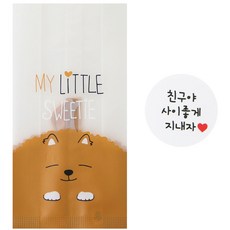 動物圖案包裝袋 100入+韓文貼紙 100入, 1套