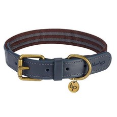 블루베리펫 반려동물 레더 목줄, 네이비, 1개