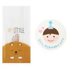 動物圖案包裝袋 100入+韓文貼紙 100入, 1套