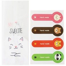황씨네도시락 냥이M봉투 100p + 롤리팝 애니멀 스티커 100p, 1세트