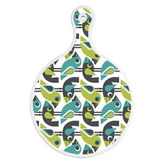 Roem Design 雙面設計圓形上菜砧板 鳥, 淡粉紅色愛心, 1個