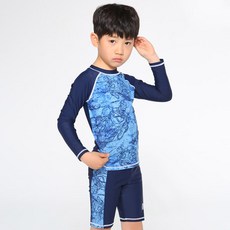 男童漫威連名插肩圖案印花長袖泳衣+泳褲+泳帽套裝 AV-7001