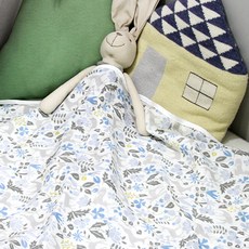 孩童用夏季棉紗毯, 花朵款(藍色)