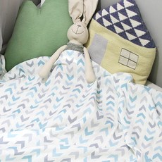 孩童用夏季棉紗毯, 北歐雪弗蘭款(藍色)