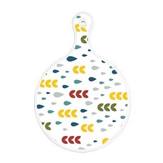 로엠디자인 양면 원형 서빙도마 빗물과새싹패턴, 핑크플라워체크, 1개