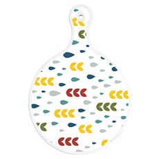 Roem Design 雙面設計圓形雨滴與新芽圖案上菜砧板, 線條圓形, 1個