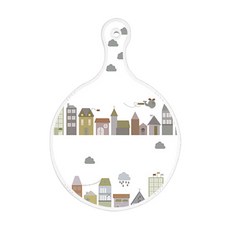 로엠디자인 양면 원형 서빙 도마 보드 도시클립아트, 담황색꽃다발, 1개