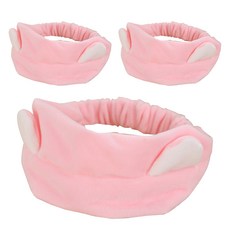 Super Six洗臉用可愛髮帶, 粉色的, 3片