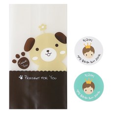 Hwangssinaedosirak M號袋 小狗 50入 + 新款皇冠 男孩 貼紙 50入, 1套