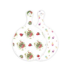 Roem Design 雙面設計圓形上菜砧板 草莓圖案, 冰淇淋, 1個