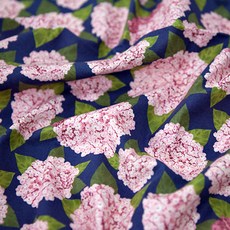 Fabric Art純棉100%花朵DTP粉色花朵布料, 海軍 B267