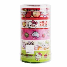 금홍팬시 헬로키티 마스킹테이프 5입 세트 15mm x 6m, 혼합 색상, 1세트