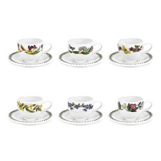 PORTmeIRION 波特玫琳恩 Botanic Garden 濃縮咖啡杯 6p + 碟子 6p, 隨機發貨, 1套