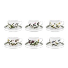 [Coupang進口] Portmeirion 波特美林 Botanic Garden 植物園系列 T型茶杯 6入 + 茶碟 6入, 隨機出貨, 1套
