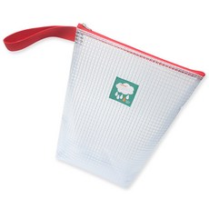 姓名標籤長款透明防水掛繩收納袋, 紅色