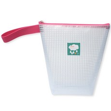 姓名標籤長款透明防水掛繩收納袋, 粉色