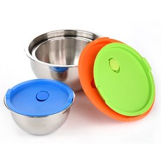 Red Black Himmel不鏽鋼密封攪拌碗 3種組, 藍色、黃綠色、橙色