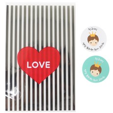 황씨네도시락 쿠키포장 하트봉투 블랙 30p + 스티커 뉴왕관보이 30p, 1세트