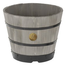 Gatis 木質桶型花盆, 灰色洗漆, 1個
