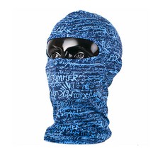 圖案印花涼感防曬頭套, 藍色