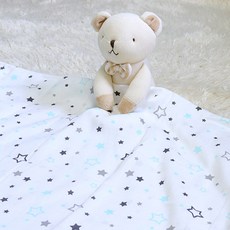 Juyoung Textile 手工棉質夏季毯 110*110cm, 冰島星星款 藍色