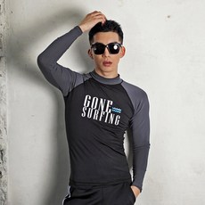 펀한커플 곤서핑 그레이 배색 남성용 래쉬가드 상의