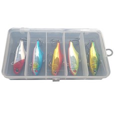 LUREPLUS 金屬顫泳 淡水路亞假餌組 MVB-M75, 西瓜 + 藍色 + 紅色 + 銀色 + 淺綠色, 25g, 1個