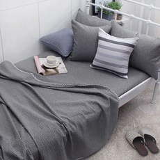 BED&DECO 素色泡泡紗薄被, 木炭