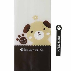 小狗圖案包裝袋 50入+掌印手工製作貼紙 黑色 50入, 1套