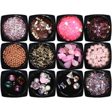 엔비키덜트 아트통 진주 자개 글리터 스톤파츠 12종 NK18003, 혼합 색상, 1개