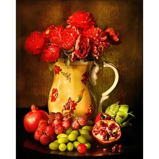 헬로페인팅 DIY 그림그리기 풀세트 꽃과과일, 혼합 색상, 1개