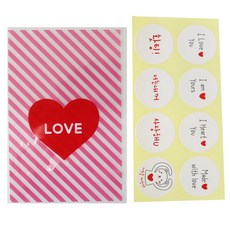 Hwangssinaedosirak 愛心包裝袋 粉色 30入+戀人訊息貼紙 白色 30入, 1套