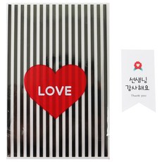 Hwangssinaedosirak 愛心內包裝袋 黑色 30入 + 康乃馨方形貼紙 30入, 1套