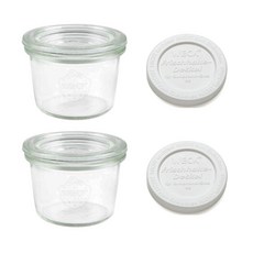 WECK 基本款玻璃收納瓶+玻璃蓋+PE蓋組, 200ml, 6組