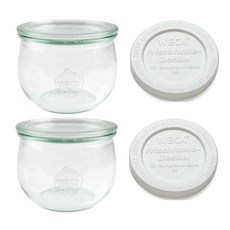 WECK 鬱金香款玻璃收納瓶+玻璃蓋+PE蓋組, 580ml, 6組