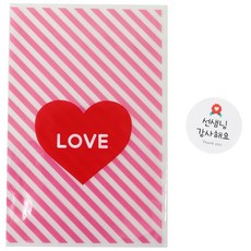 Hwangssinaedosirak 粉紅色心形內包裝袋 100入 + 康乃馨圓形貼紙 100入, 1套