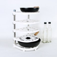 LIVING HAPPY 5層平底鍋收納架, 白色的